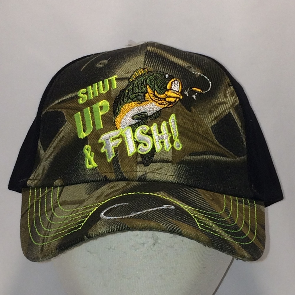Shut Up and Fish Camo Fishing Hat T117 ZJN8009
